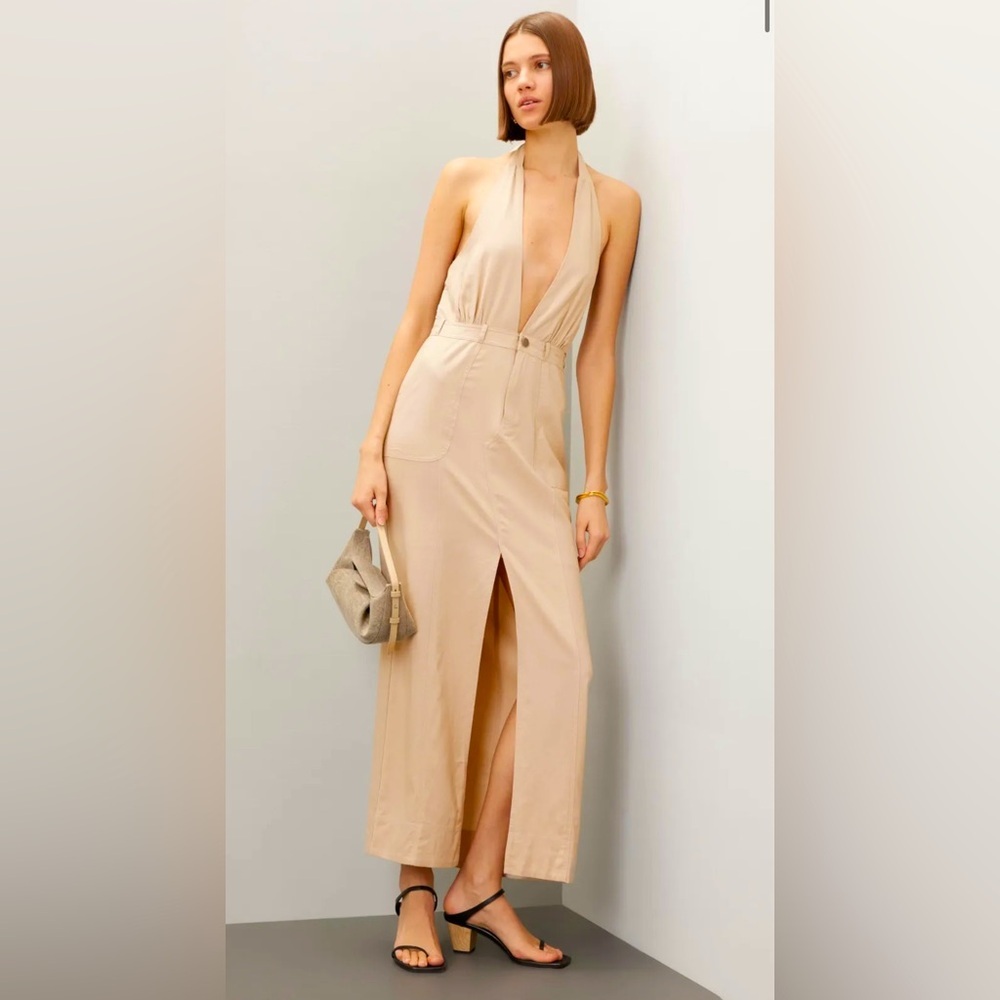 Line & Dot Cream Jumpsuit with Elegant Silhouette